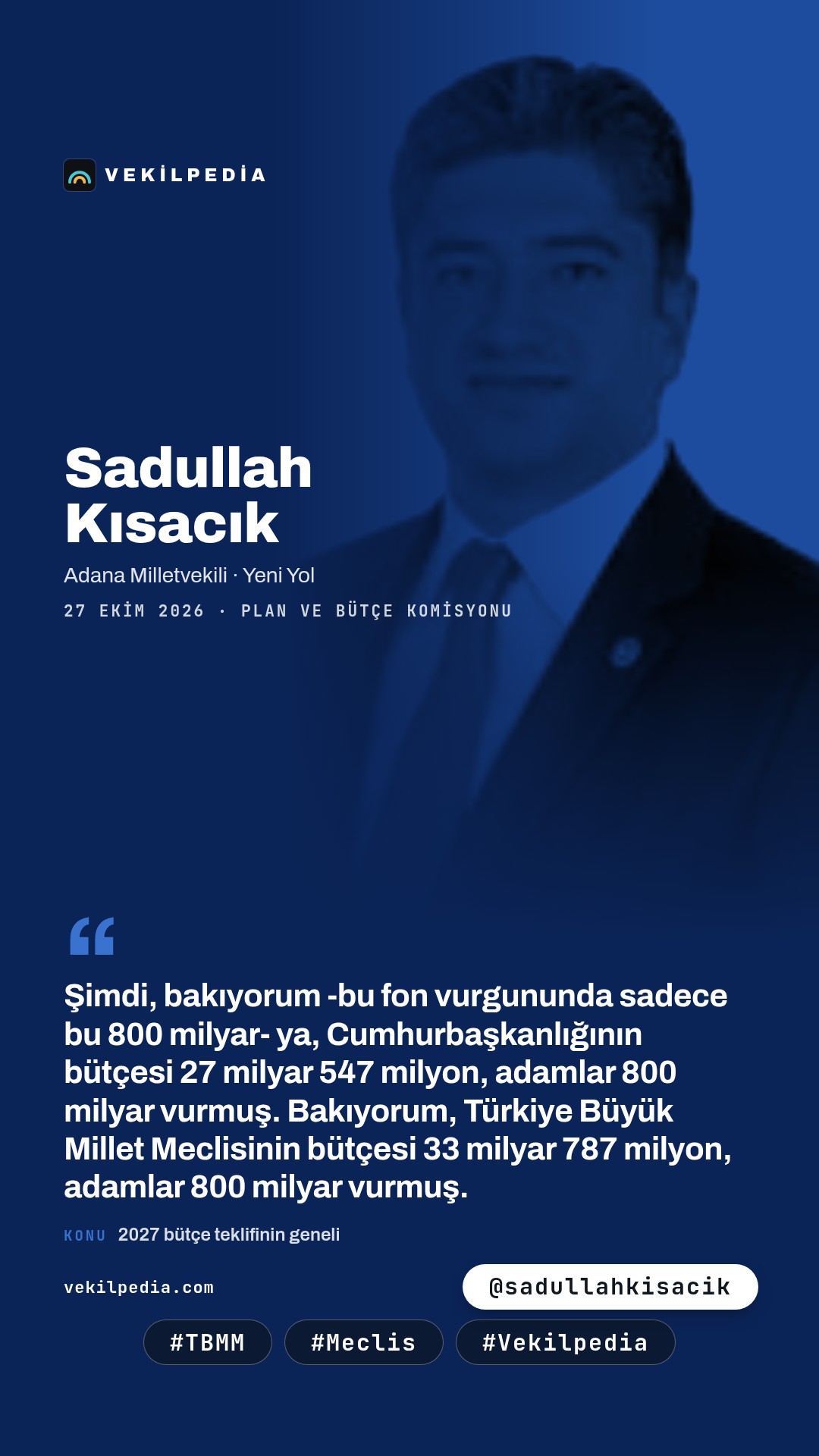 Kısacık: "Fon vurgununda ulaşılamayan para 800 milyar TL" — Instagram paylaşımı