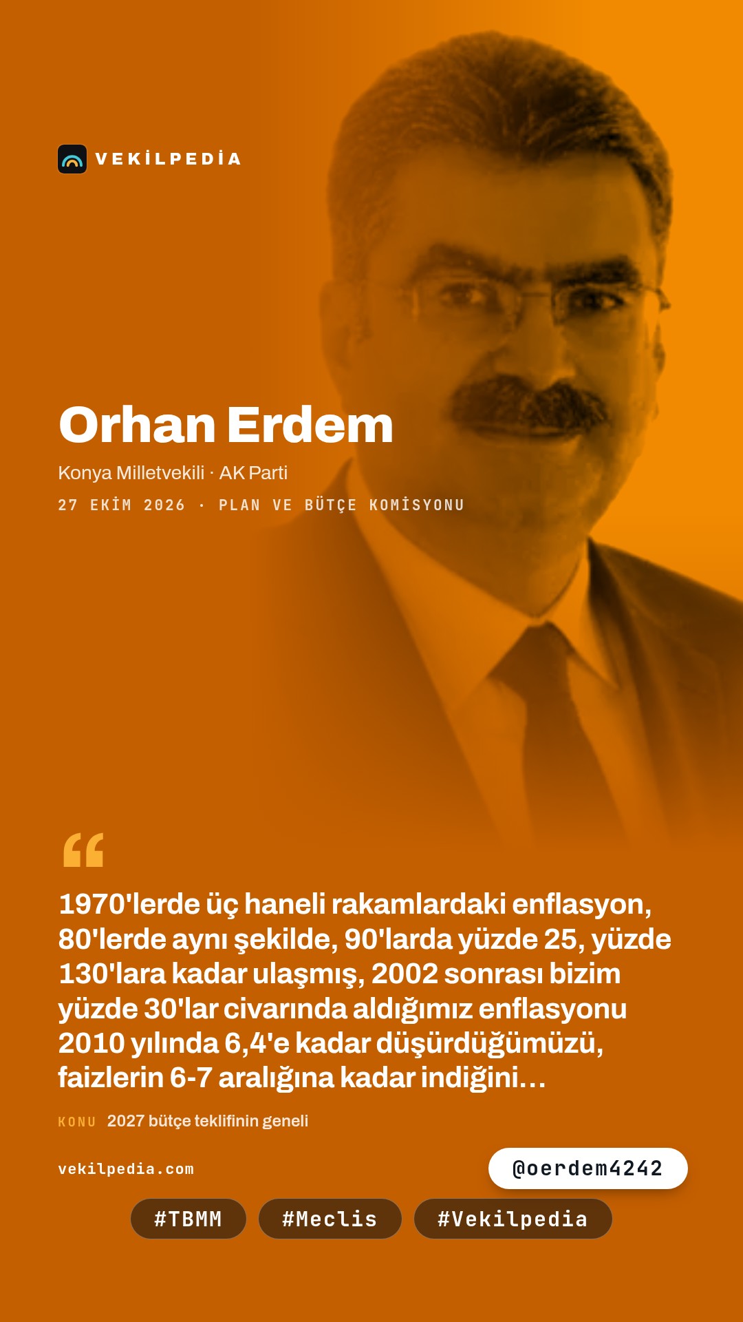 Erdem: Araziden satışlara ilişkin kanun teklifi bir an önce çıkarılmalı — Instagram paylaşımı