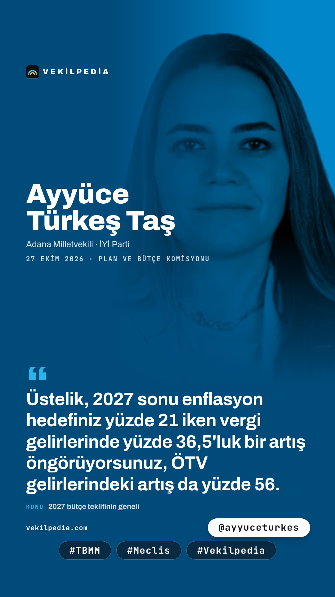 Türkeş Taş: 2027 bütçesinde yaklaşık 4 trilyon liralık faiz gideri öngörülüyor — Instagram paylaşımı