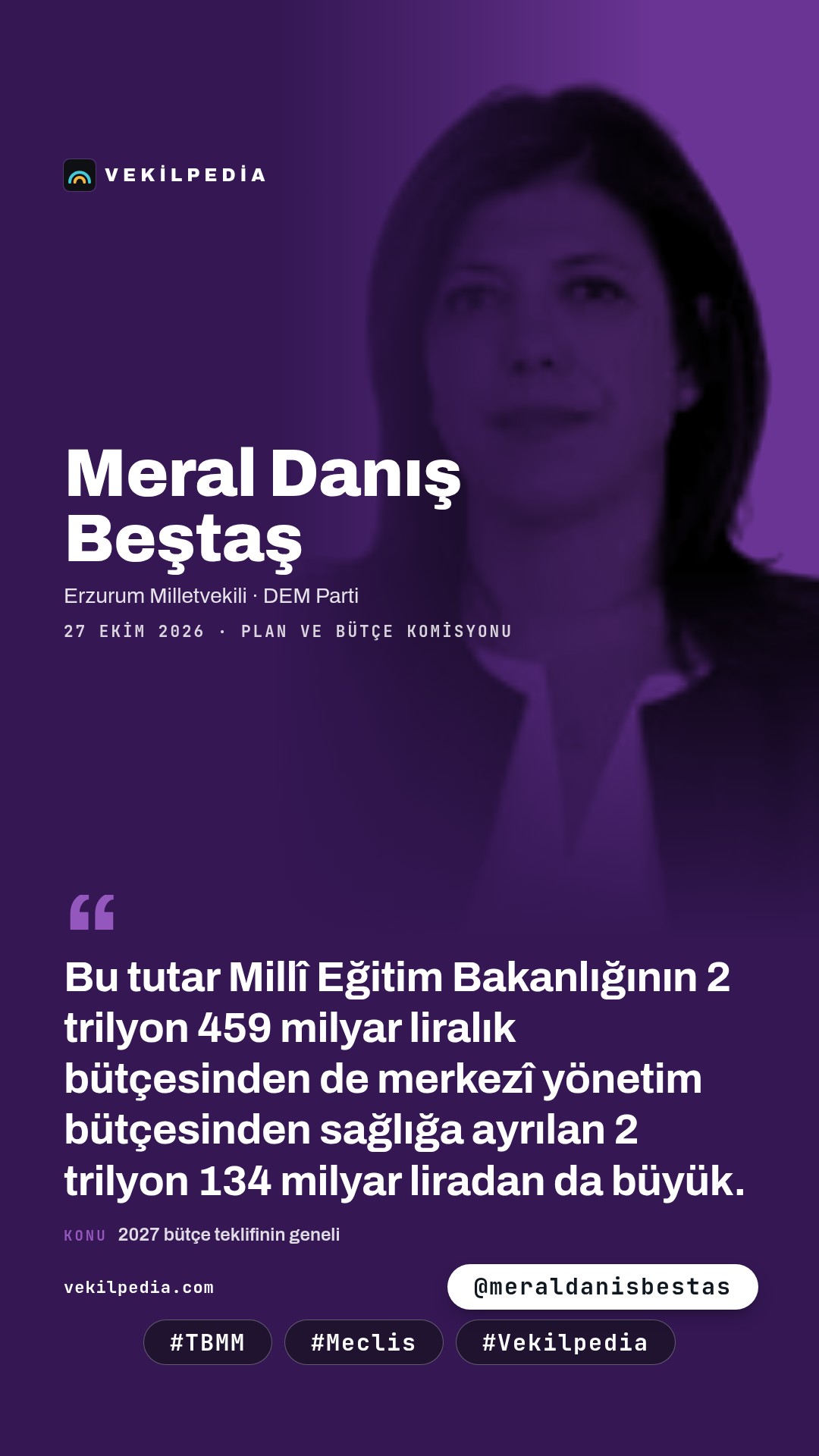 Danış Beştaş: Savunma ve güvenliğe ayrılan bütçe eğitim ve sağlıktan büyük — Instagram paylaşımı