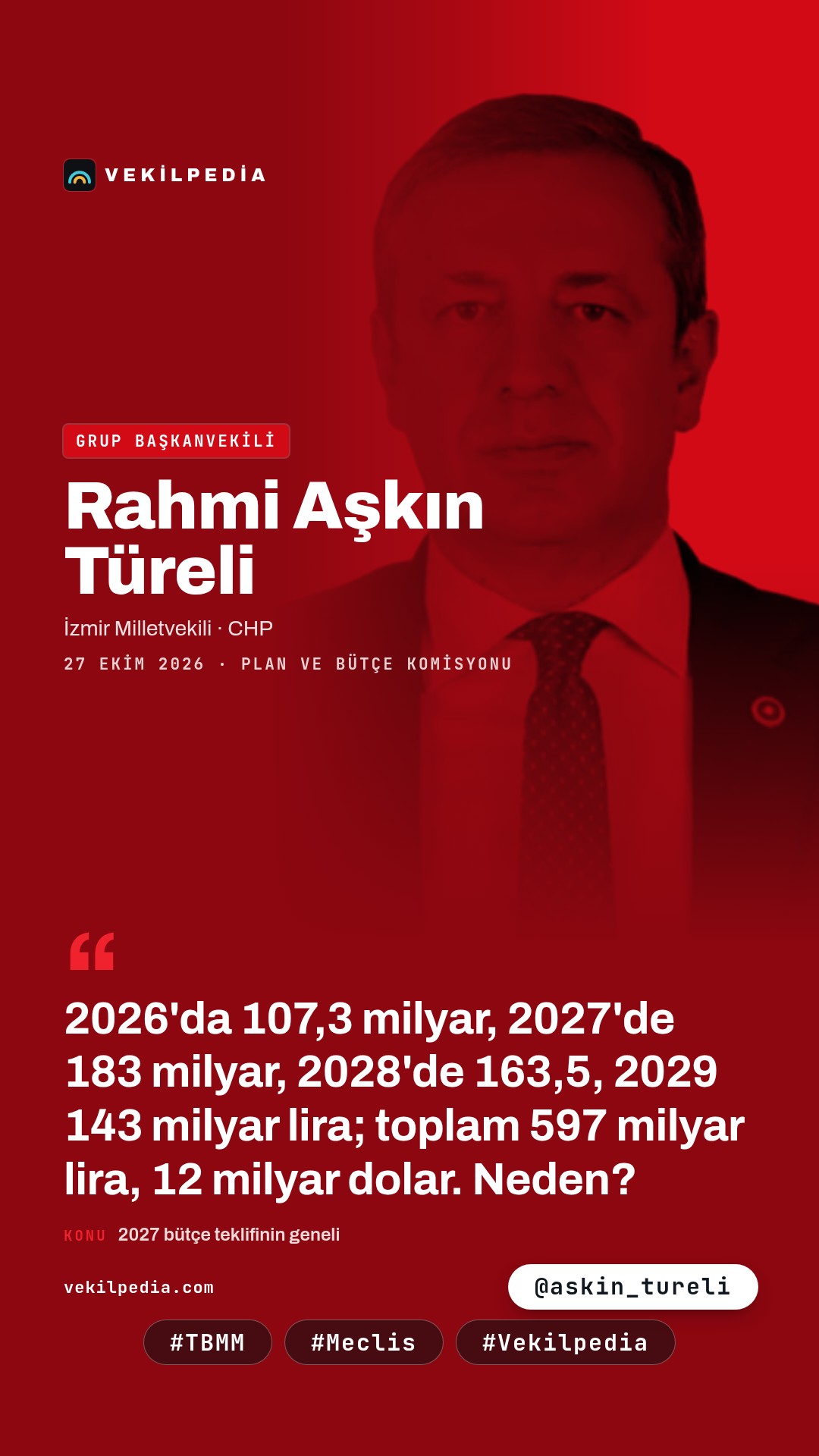 Türeli: Kalkınma planı ile orta vadeli program arasında uyum yok — Instagram paylaşımı