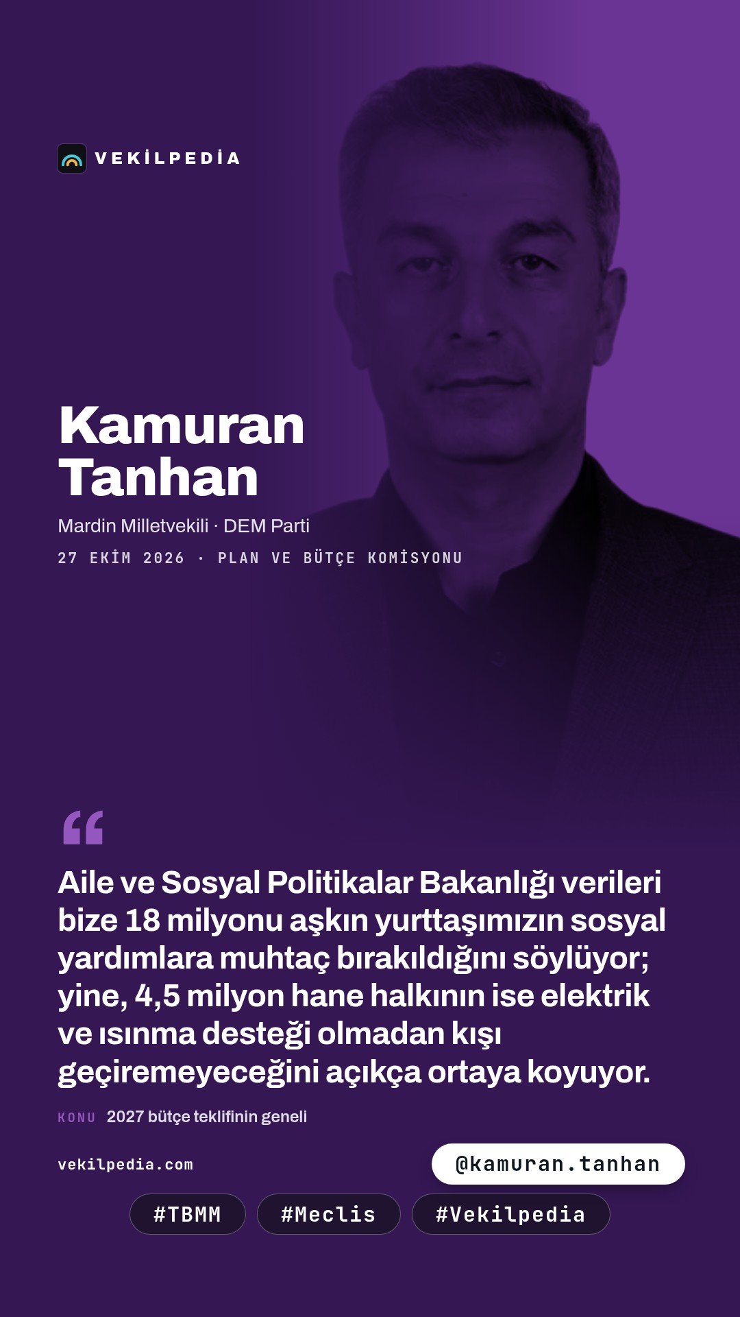 Tanhan: Doğrudan tarımsal destek programlarına yalnızca 235 milyar TL ayrıldı — Instagram paylaşımı