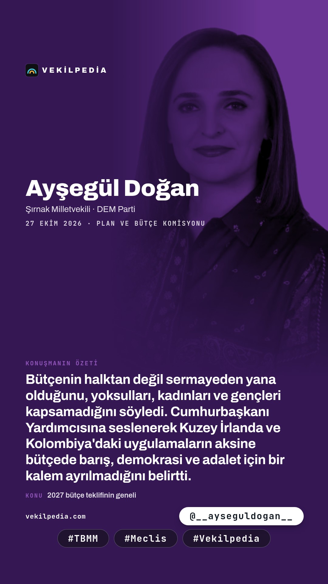 Doğan: Bütçe halktan yana değil, sermayeden yana — Instagram paylaşımı