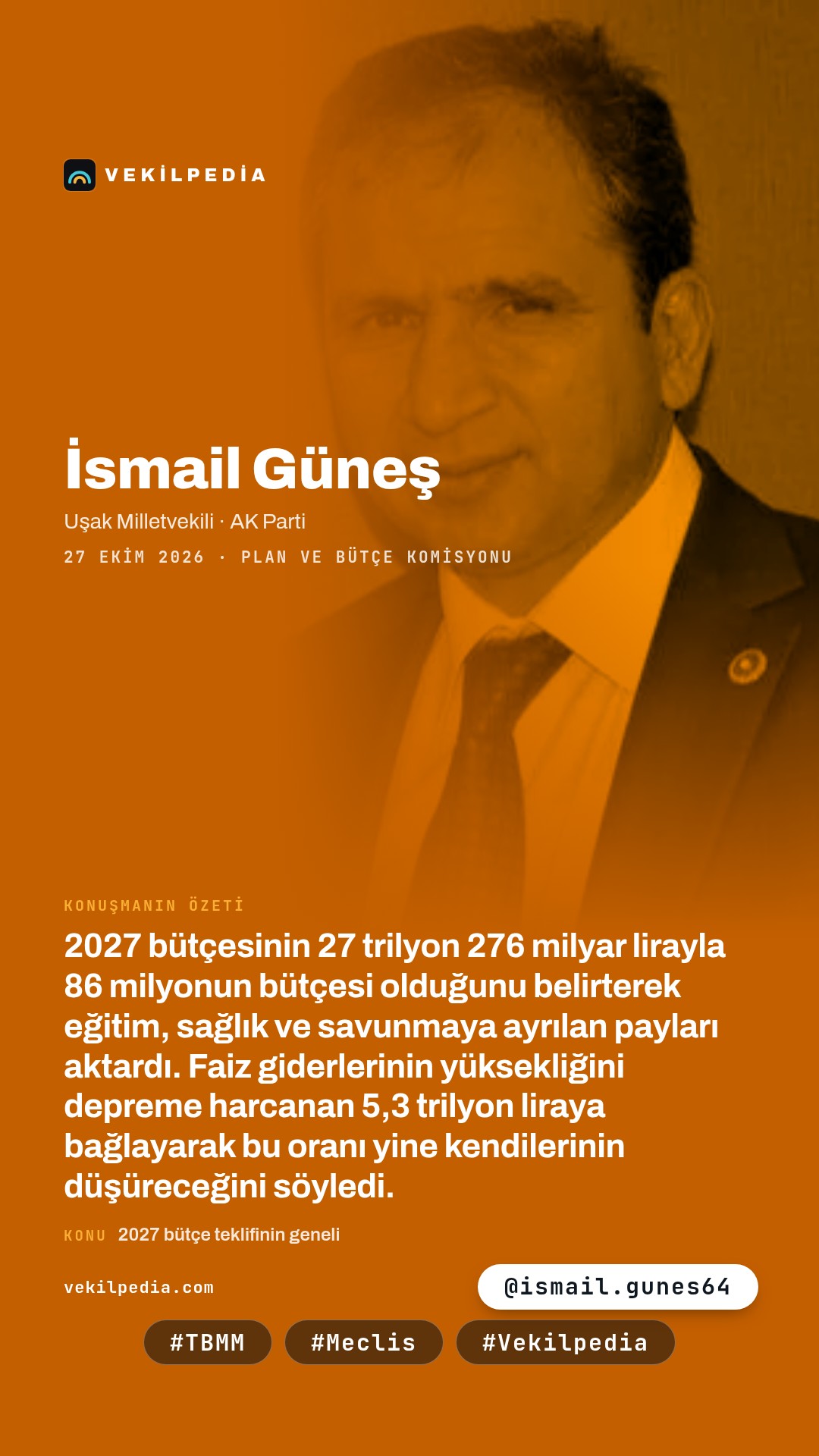 Güneş: 2027 bütçesi 86 milyonun bütçesidir — Instagram paylaşımı