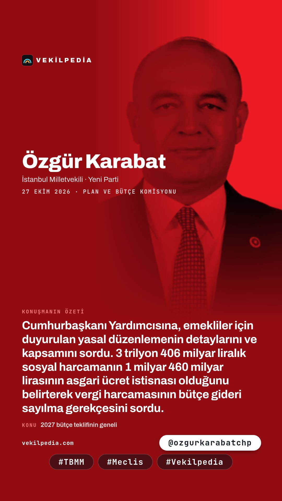 Karabat, Cumhurbaşkanı Yardımcısına emekli düzenlemesinin detaylarını sordu — Instagram paylaşımı
