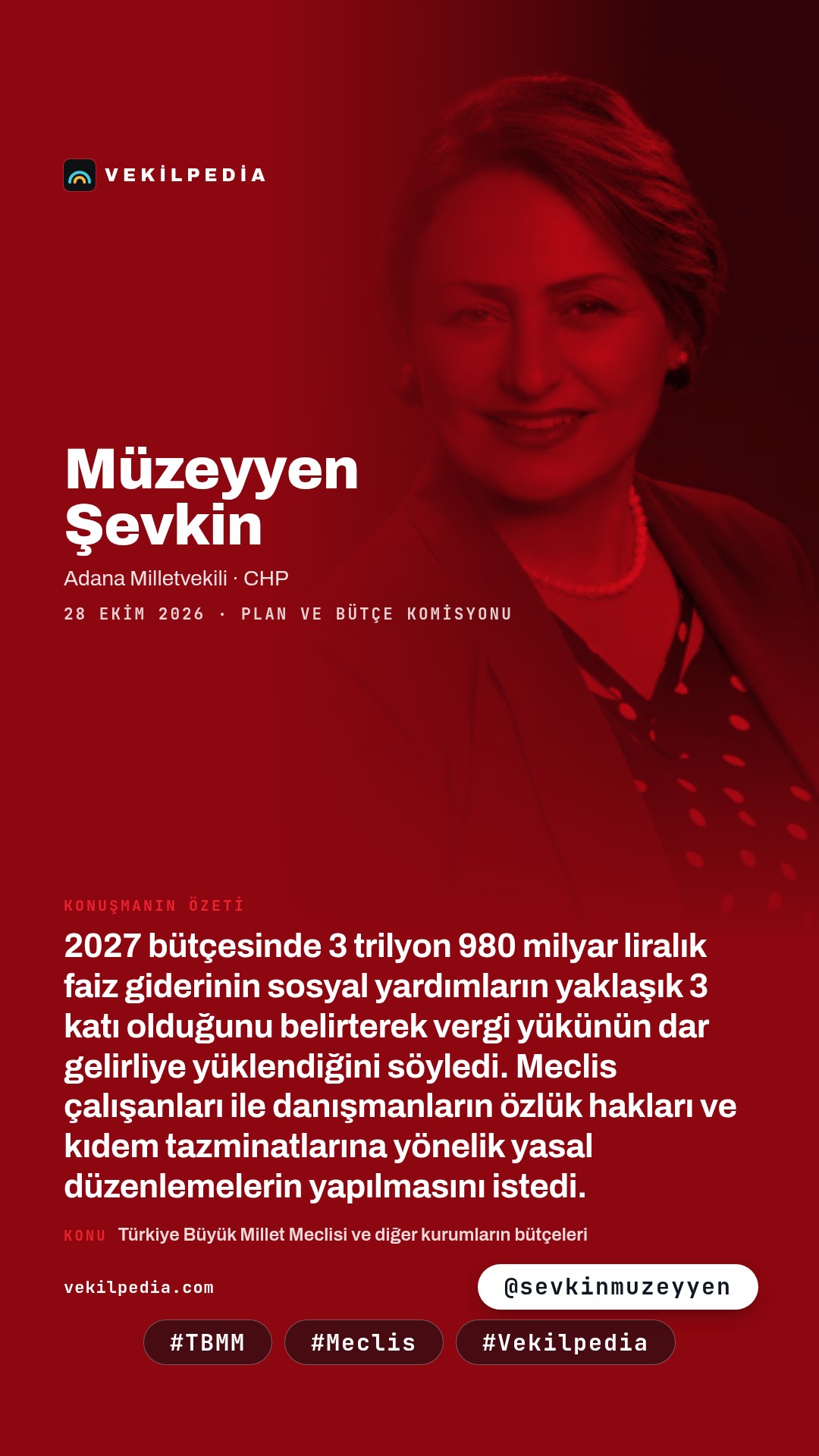Şevkin: Sosyal yardım ve desteklerin yaklaşık 3 katı faiz ödemelerine gidiyor — Instagram paylaşımı