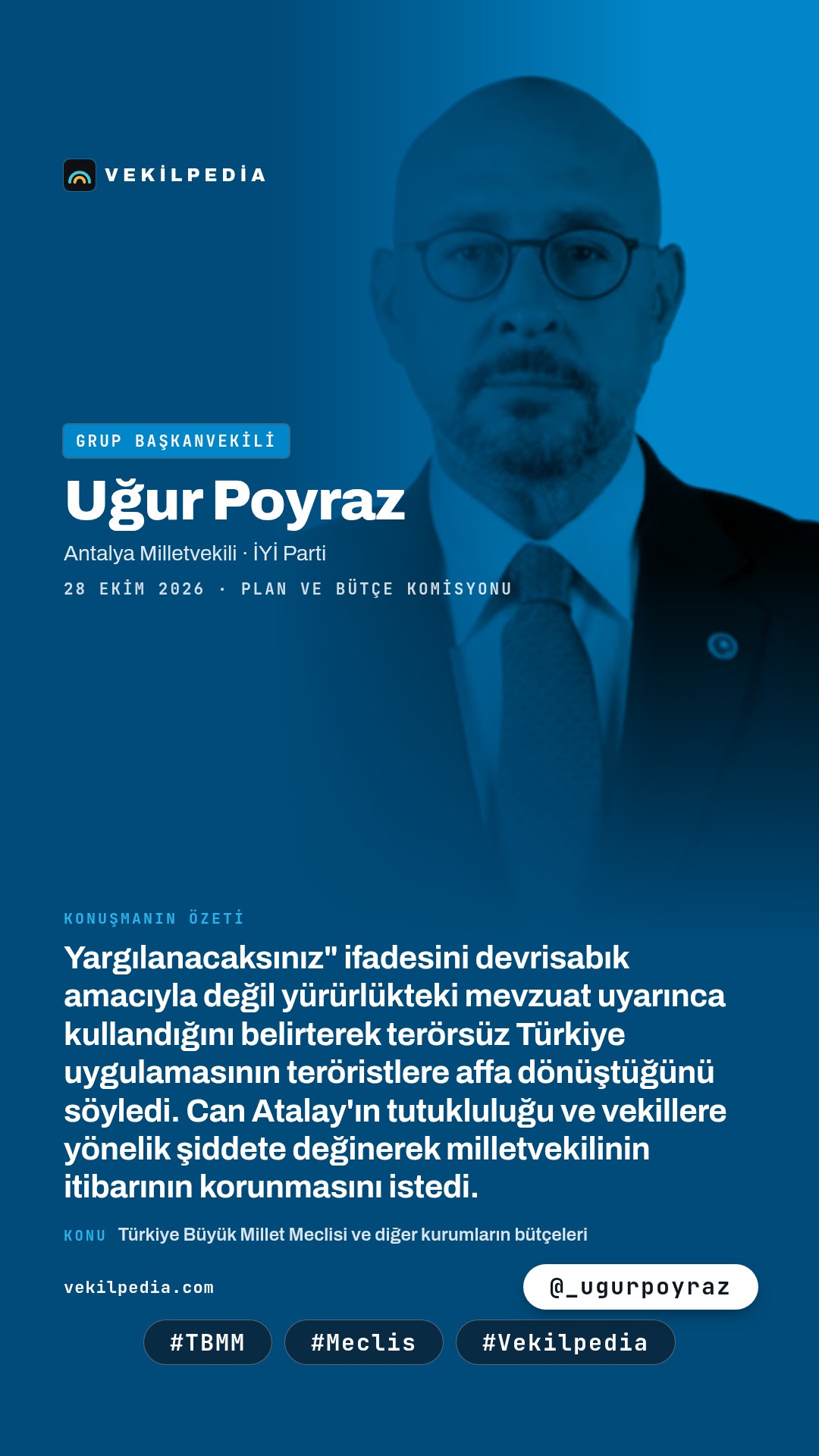 Poyraz: "Milletvekilinin itibarı Parlamentonun itibarıdır" — Instagram paylaşımı