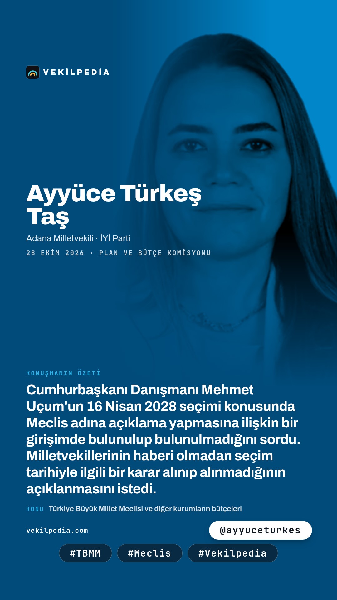 Türkeş Taş: Seçim tarihi Meclisin vermesi gereken bir karar değil mi? — Instagram paylaşımı
