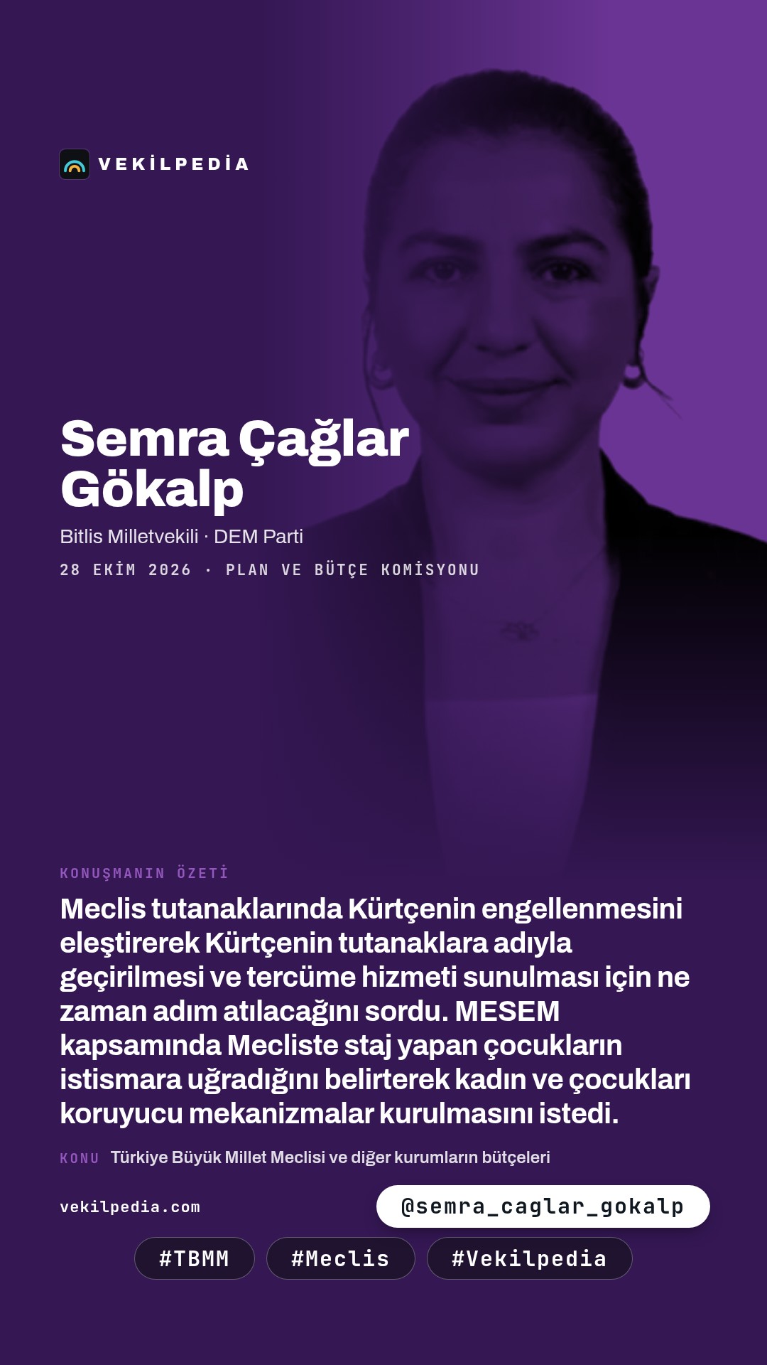 Çağlar Gökalp, Meclis Başkanı'na Kürtçe kullanımı ve çalışan haklarını sordu — Instagram paylaşımı
