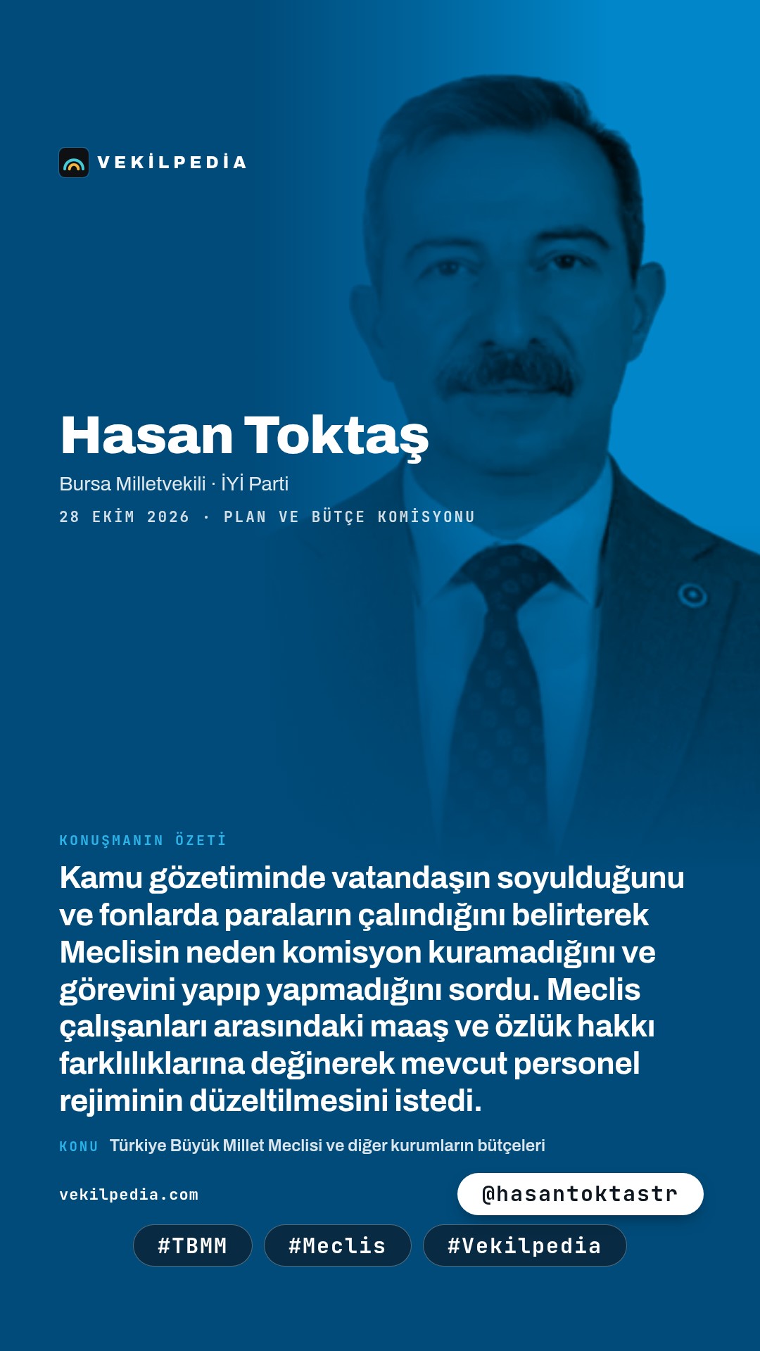 Toktaş: Meclis denetleme görevini yeterince yapıyor mu? — Instagram paylaşımı