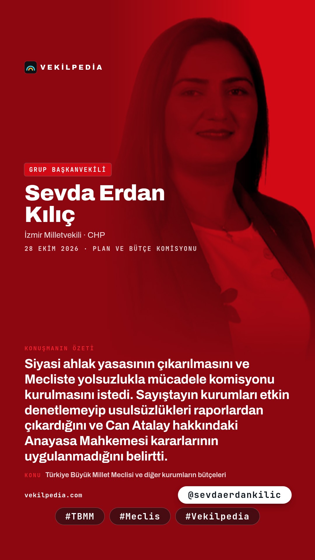 Erdan Kılıç: Siyasi ahlak yasası çıkarılsın, yolsuzluk komisyonu kurulsun — Instagram paylaşımı