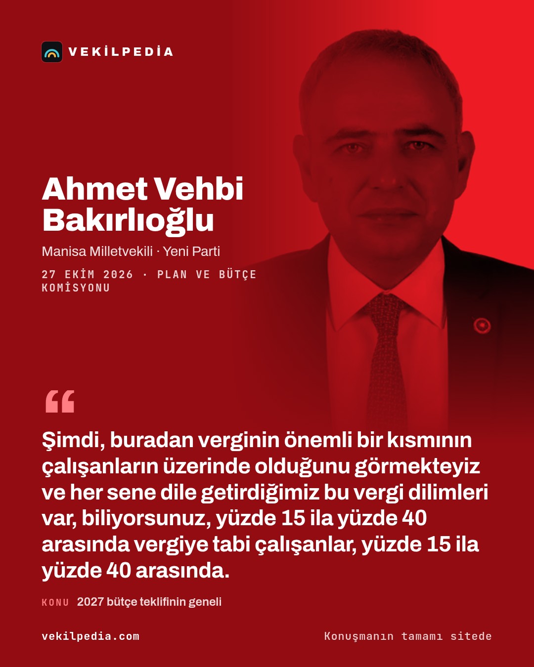 Bakırlıoğlu: Ücretliler 2,6 trilyon, patronlar 2,3 trilyon lira vergi verecek — X paylaşımı