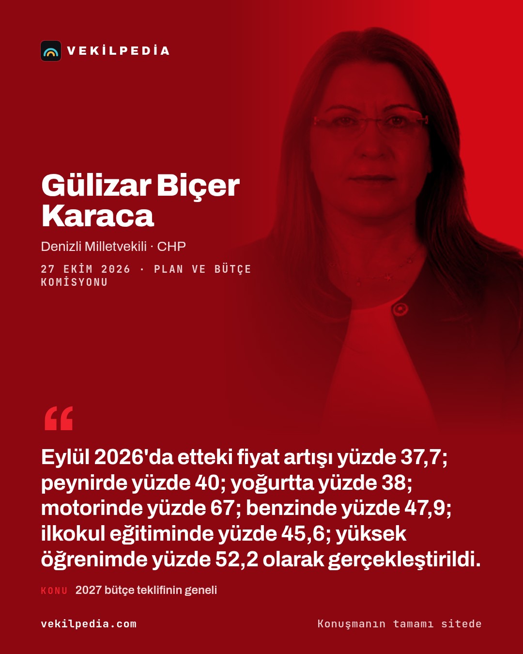 Biçer Karaca: 2027 bütçesinde fon krizinin etkilerine karşı tedbir alınmadı — X paylaşımı