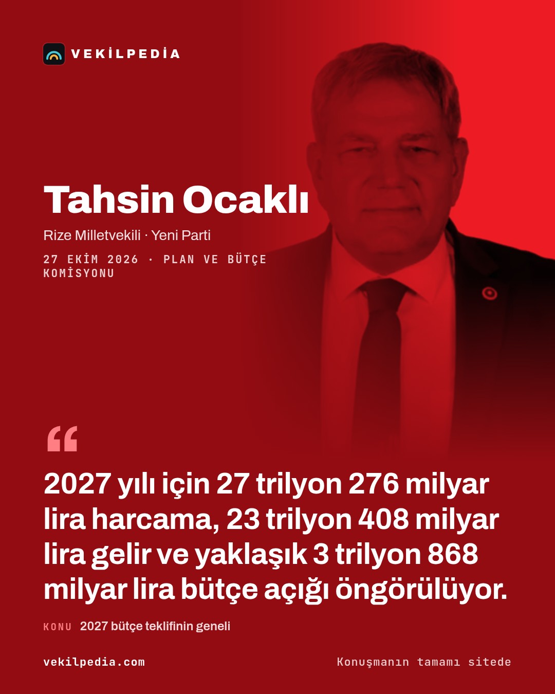 Ocaklı: Toplanan her 100 liralık verginin 20 lirası faize gidiyor — X paylaşımı