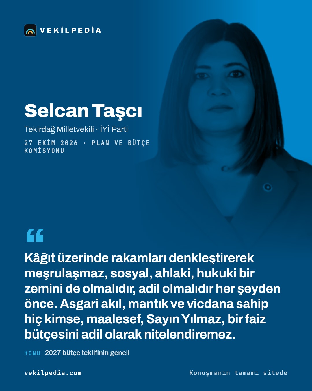 Taşcı: Faize ayrılan payın eğitimi aştığı bir bütçe adil olamaz — X paylaşımı