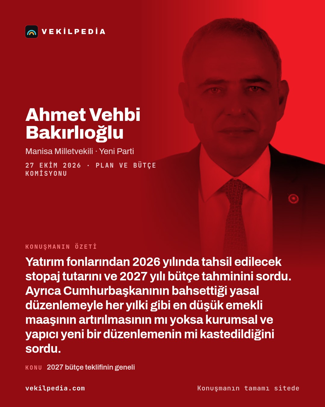 Bakırlıoğlu: Fon stopaj tahminleri ve emekli maaşı düzenlemesi nedir? — X paylaşımı