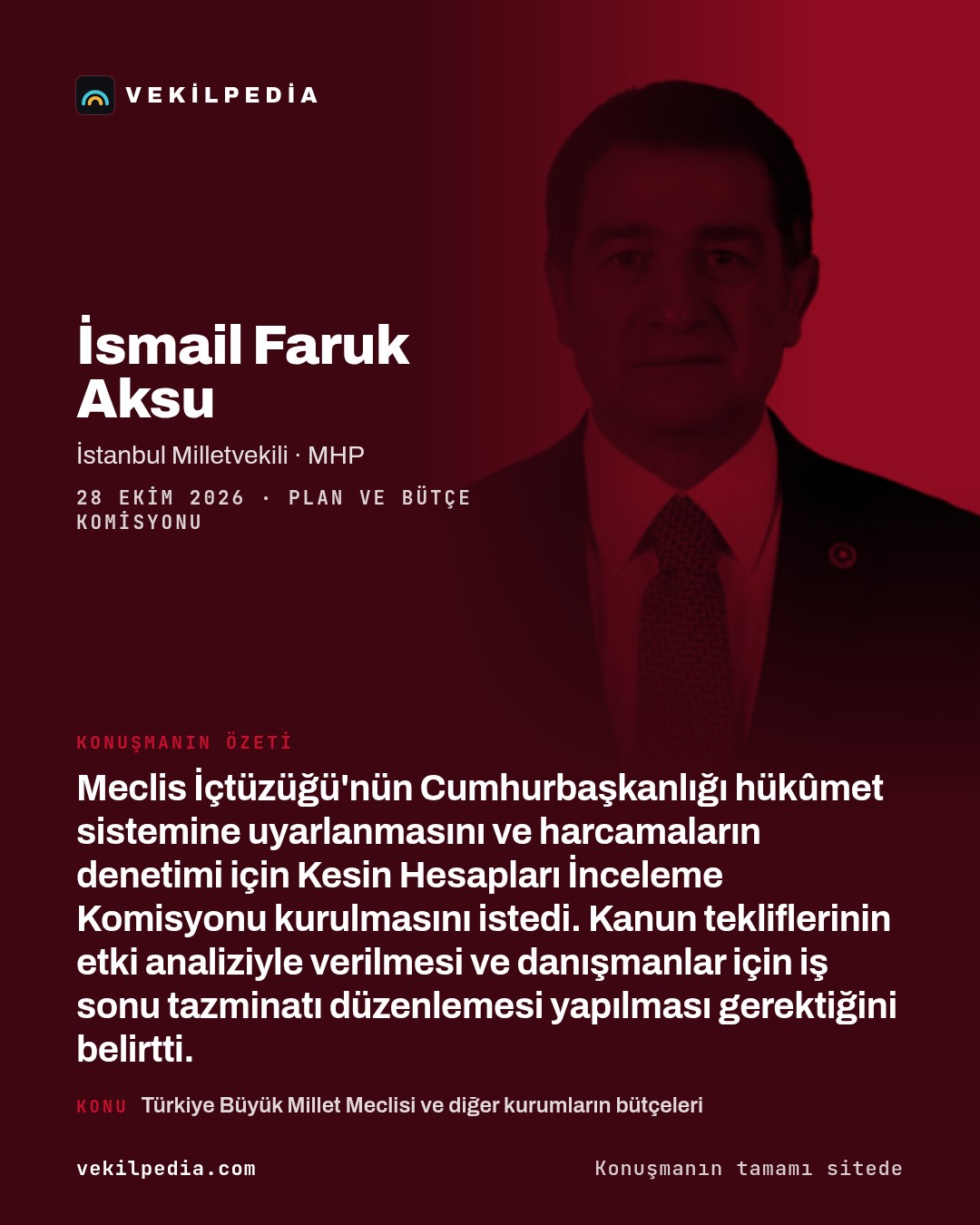 Aksu: Kesin Hesapları İnceleme Komisyonu kurulmalı — X paylaşımı