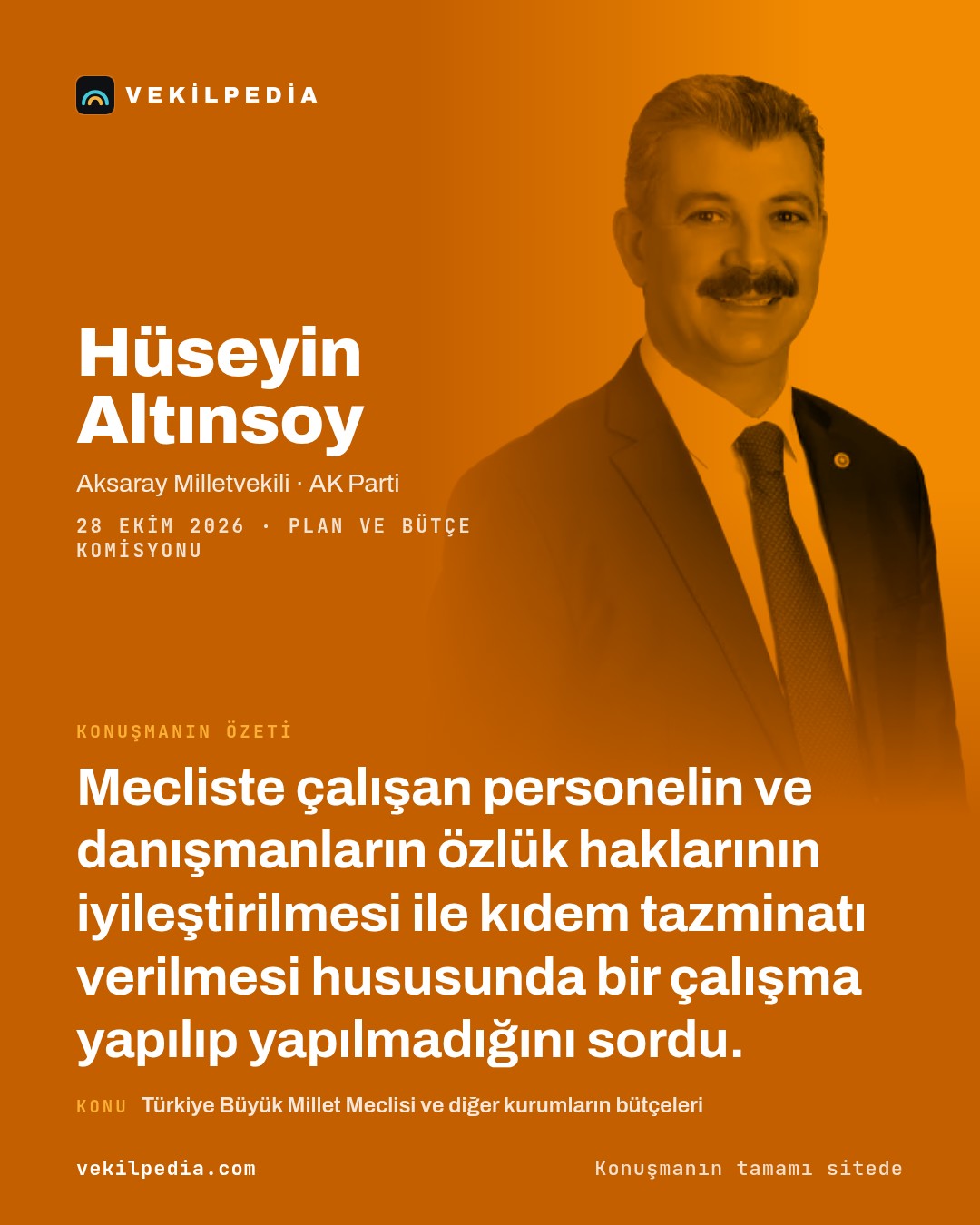 Altınsoy: Meclis danışmanlarının özlük hakları ve kıdem tazminatı için çalışma var mı? — X paylaşımı