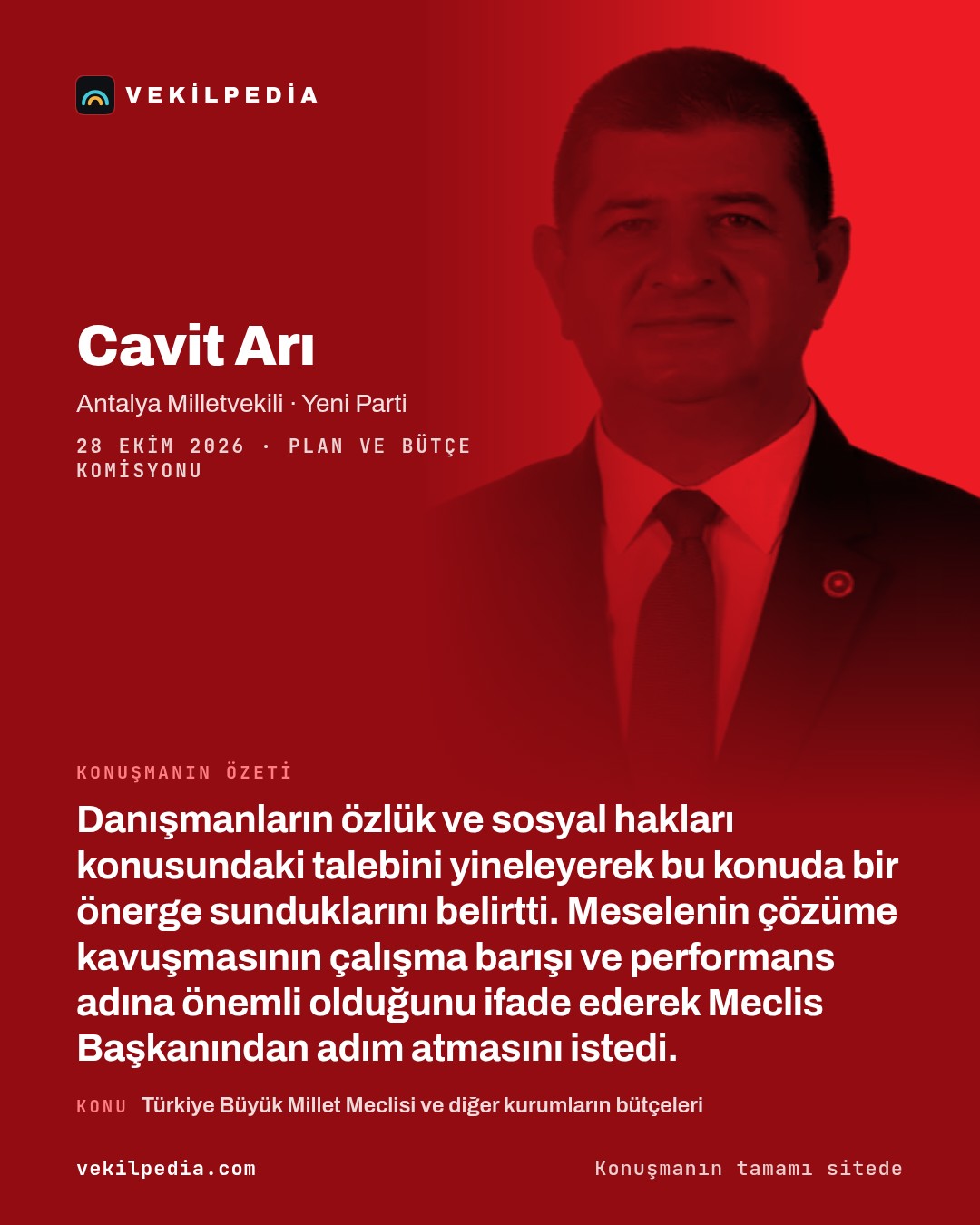 Arı: Meclis Başkanından adım atılmasını bekliyoruz — X paylaşımı
