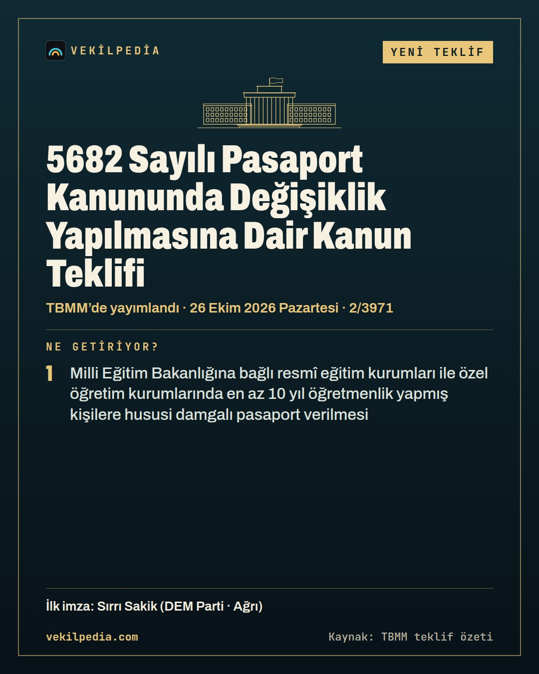 Sakik: En az 10 yıl öğretmenlik yapanlara hususi damgalı pasaport verilsin — X paylaşımı
