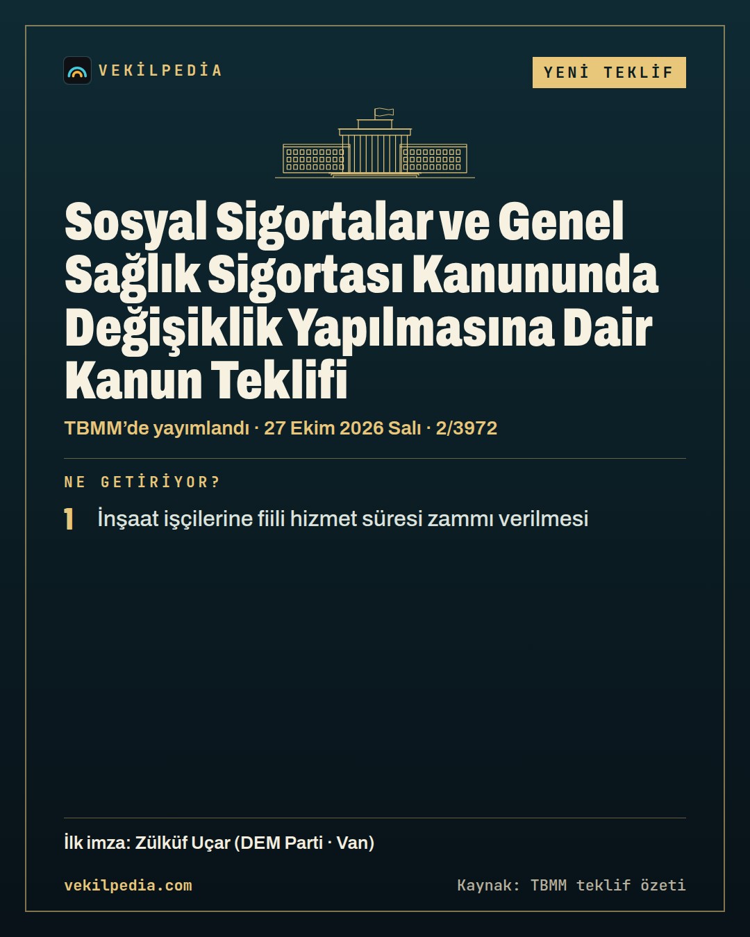 Uçar: İnşaat işçilerine fiili hizmet süresi zammı verilsin — X paylaşımı