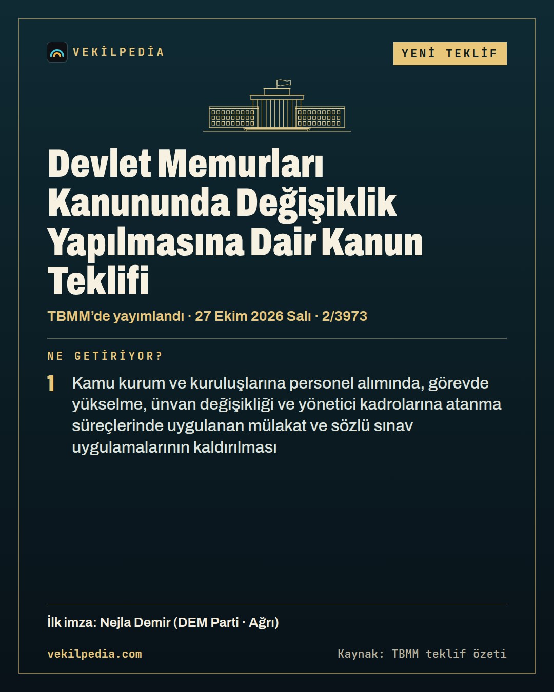 Demir: Kamuya personel alımında ve görevde yükselmede mülakat kaldırılsın — X paylaşımı