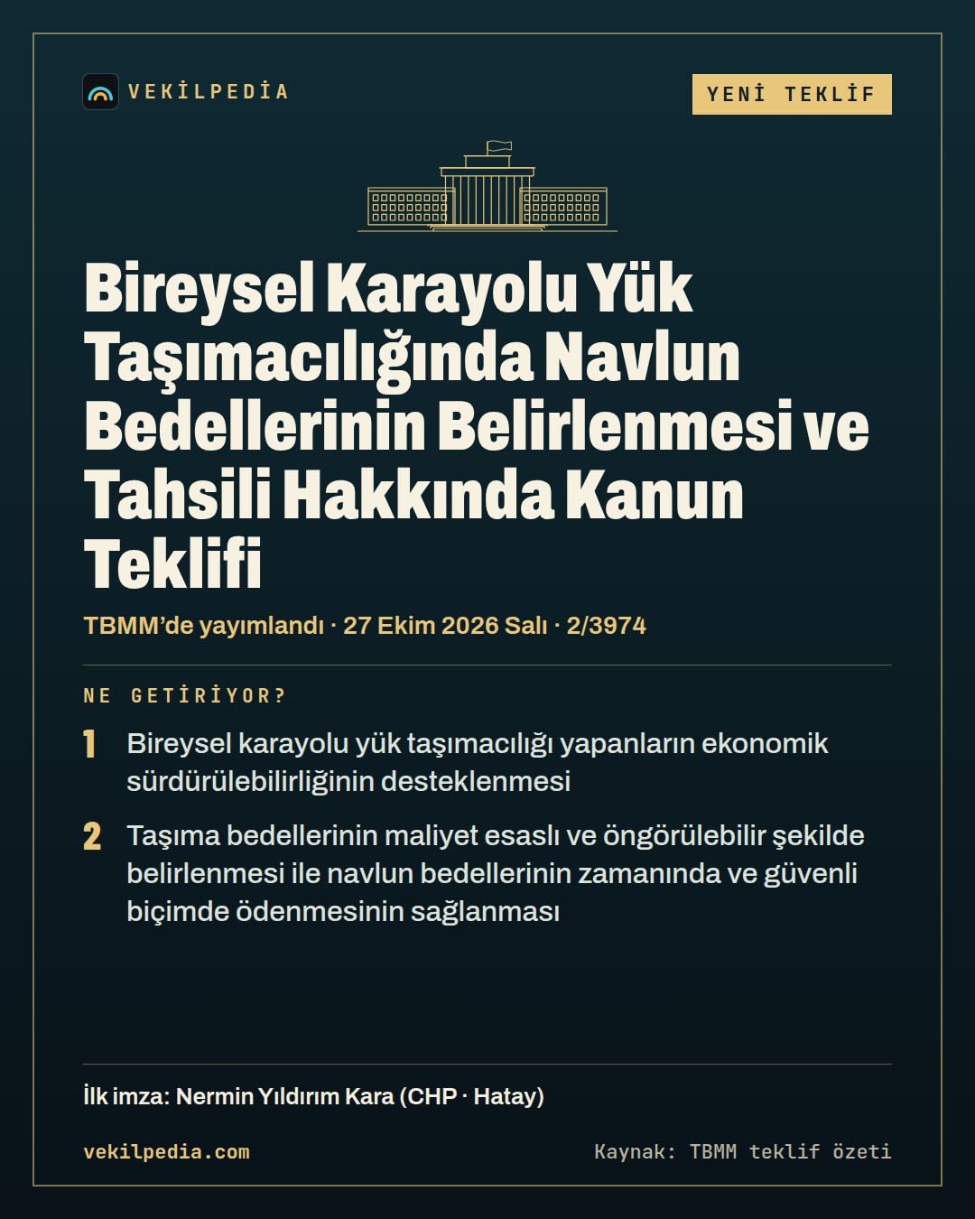 Yıldırım Kara: Nakliyecilere taban navlun ve güvenli ödeme sistemi getirilsin — X paylaşımı