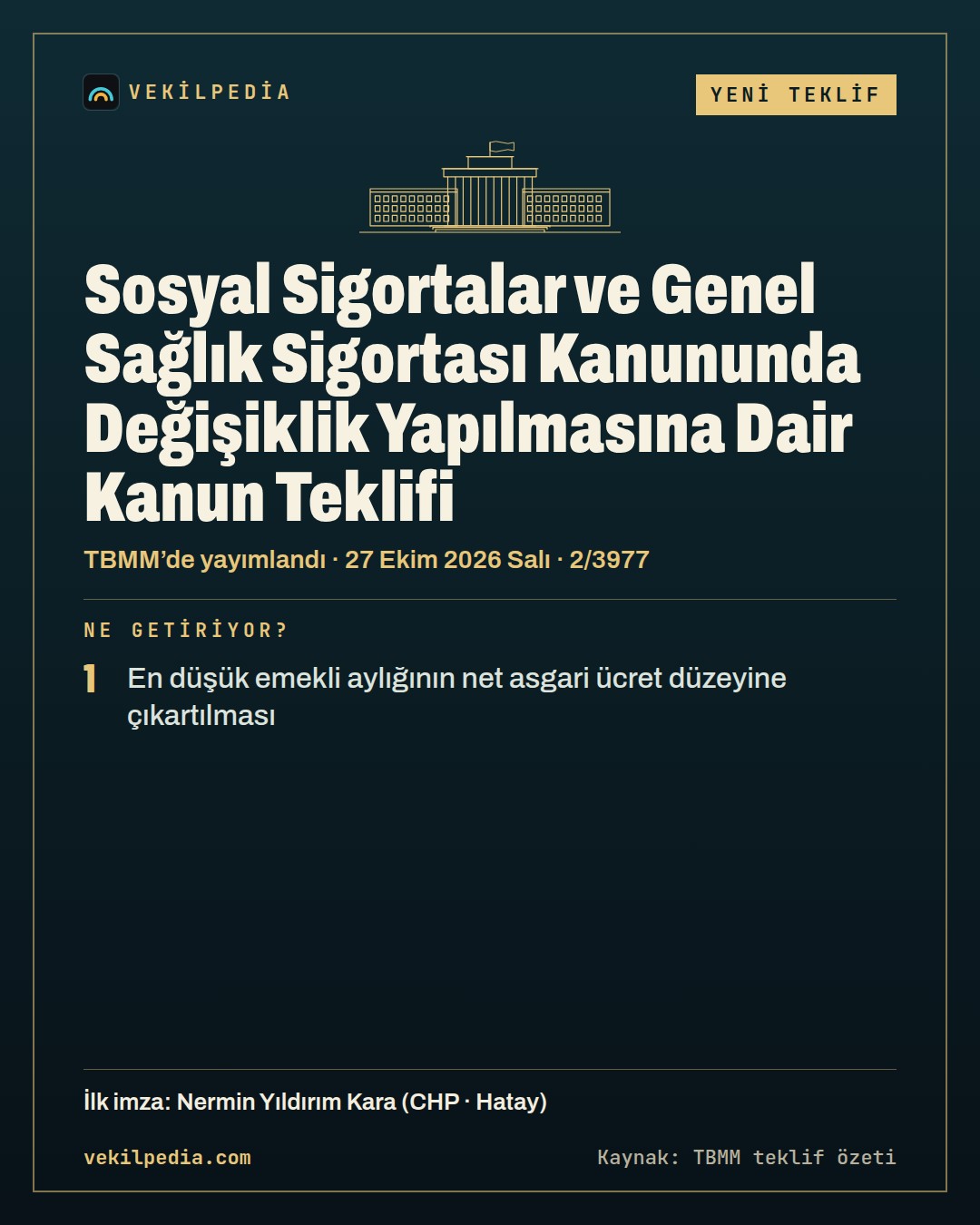 Yıldırım Kara: En düşük emekli aylığı net asgari ücret düzeyine çıkartılsın — X paylaşımı