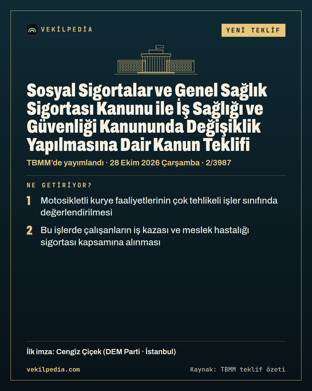 Çiçek: Motosikletli kurye faaliyetleri çok tehlikeli işler sınıfına alınmalı — X paylaşımı